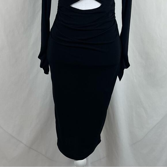 ASOS Sheer Black BodyCon Cut Out Ruched Party Event Midi Dress NWT Size 6 - Picture 4 of 15